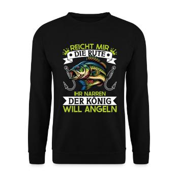 Pêcheur Canne à pêche Drôle Pêcheur Hobby Pêcheur - Sweat-shirt Unisexe - noir - Devant - Alina (178cm) & Michal (187cm)