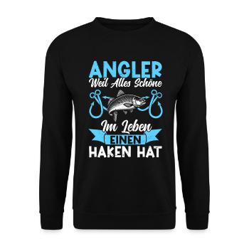 Angler Fishing Rod Funny Fisherman Hobby Fisherman - Unisex Sweatshirt - black - Front - Alina (178cm) & Michal (187cm)