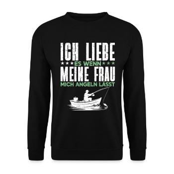 Pêcheur Canne à pêche Drôle Pêcheur Hobby Pêcheur - Sweat-shirt Unisexe - noir - Devant - Alina (178cm) & Michal (187cm)