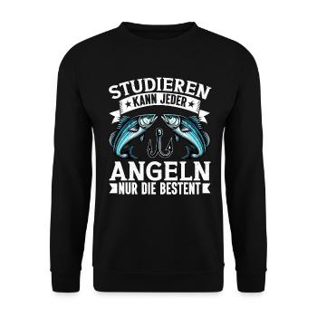 Angler Angelrute Witziges Fischer Hobbyfischer - Unisex Pullover - Schwarz - Vorne - Alina (178cm) & Michal (187cm)