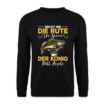 Pêcheur Canne à pêche Drôle Pêcheur Hobby Pêcheur - Sweat-shirt Unisexe - noir - Devant - Alina (178cm) & Michal (187cm)