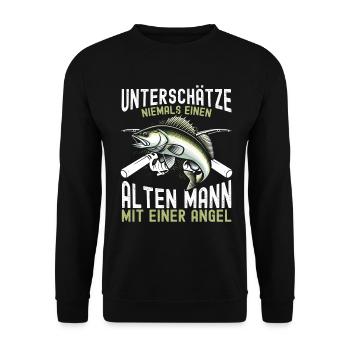 Angler Angelrute Witziges Fischer Hobbyfischer - Unisex Pullover - Schwarz - Vorne - Alina (178cm) & Michal (187cm)