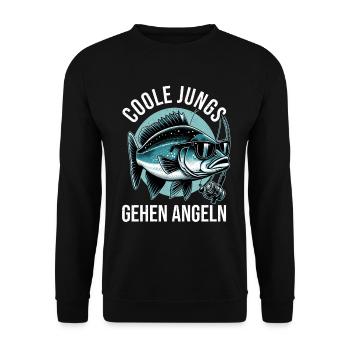 Pêcheur Canne à pêche Drôle Pêcheur Hobby Pêcheur - Sweat-shirt Unisexe - noir - Devant - Alina (178cm) & Michal (187cm)
