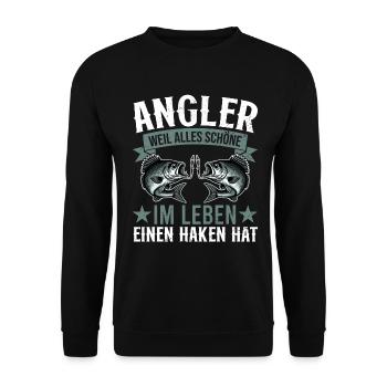 Pêcheur Canne à pêche Drôle Pêcheur Hobby Pêcheur - Sweat-shirt Unisexe - noir - Devant - Alina (178cm) & Michal (187cm)