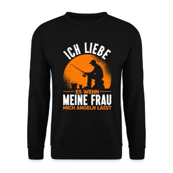 Pêcheur Canne à pêche Drôle Pêcheur Hobby Pêcheur - Sweat-shirt Unisexe - noir - Devant - Alina (178cm) & Michal (187cm)