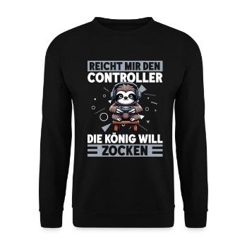 Hands me the controller, the queen wants to play - Unisex Sweatshirt - black - Front - Alina (178cm) & Michal (187cm)