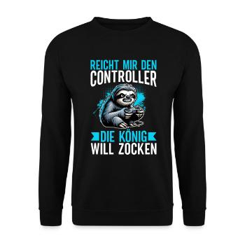 Hands me the controller, the queen wants to play - Unisex Sweatshirt - black - Front - Alina (178cm) & Michal (187cm)