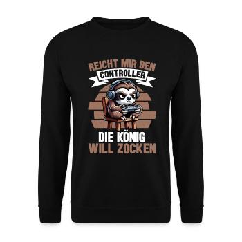 Hands me the controller, the queen wants to play - Unisex Sweatshirt - black - Front - Alina (178cm) & Michal (187cm)