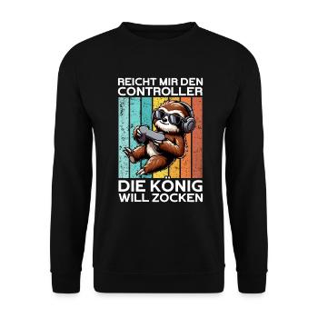 Hands me the controller, the queen wants to play - Unisex Sweatshirt - black - Front - Alina (178cm) & Michal (187cm)