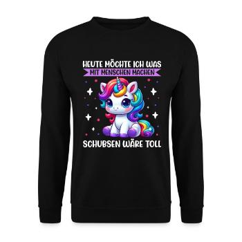 Today I want to do something with people Push - Unisex Sweatshirt - black - Front - Alina (178cm) & Michal (187cm)