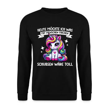 Today I want to do something with people Push - Unisex Sweatshirt - black - Front - Alina (178cm) & Michal (187cm)