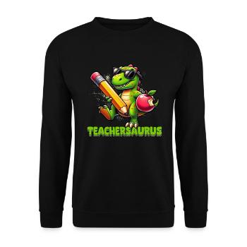 Teachersaurus Rex Dinosaure Professeur Professeur - Sweat-shirt Unisexe - noir - Devant - Alina (178cm) & Michal (187cm)