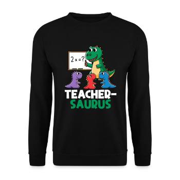 Teachersaurus Rex Dinosaure Professeur Professeur - Sweat-shirt Unisexe - noir - Devant - Alina (178cm) & Michal (187cm)