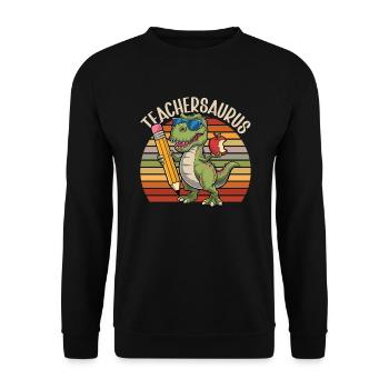 Teachersaurus Rex Dinosaure Professeur Professeur - Sweat-shirt Unisexe - noir - Devant - Alina (178cm) & Michal (187cm)