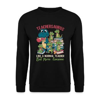 Teachersaurus Rex Dinosaure Professeur Professeur - Sweat-shirt Unisexe - noir - Devant - Alina (178cm) & Michal (187cm)