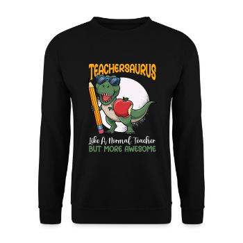 Teachersaurus Rex Dinosaure Professeur Professeur - Sweat-shirt Unisexe - noir - Devant - Alina (178cm) & Michal (187cm)