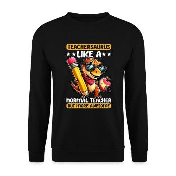 Teachersaurus Rex Dinosaure Professeur Professeur - Sweat-shirt Unisexe - noir - Devant - Alina (178cm) & Michal (187cm)