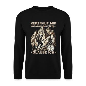 Berge Natur Bergsteigen Alpen Klettern Wandern - Unisex Pullover - Schwarz - Vorne - Alina (178cm) & Michal (187cm)