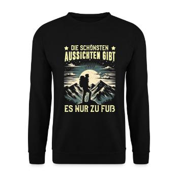 Berge Natur Bergsteigen Alpen Klettern Wandern - Unisex Pullover - Schwarz - Vorne - Alina (178cm) & Michal (187cm)