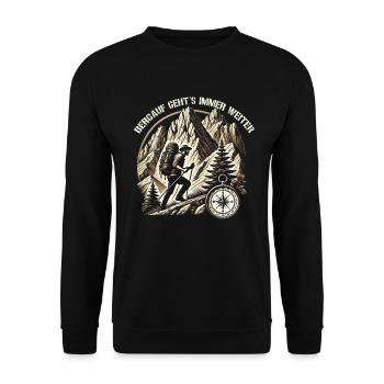 Berge Natur Bergsteigen Alpen Klettern Wandern - Unisex Pullover - Schwarz - Vorne - Alina (178cm) & Michal (187cm)