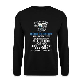 Pilote de drone quadricoptère Quadricoptère volant - Sweat-shirt Unisexe - noir - Devant - Alina (178cm) & Michal (187cm)