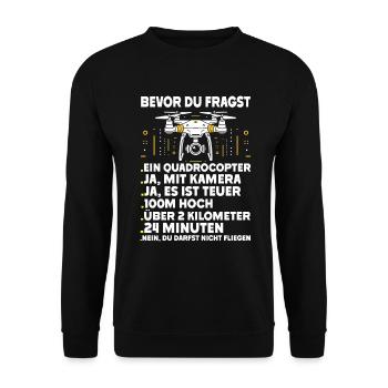 Pilote de drone quadricoptère Quadricoptère volant - Sweat-shirt Unisexe - noir - Devant - Alina (178cm) & Michal (187cm)