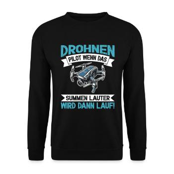 Pilote de drone quadricoptère Quadricoptère volant - Sweat-shirt Unisexe - noir - Devant - Alina (178cm) & Michal (187cm)