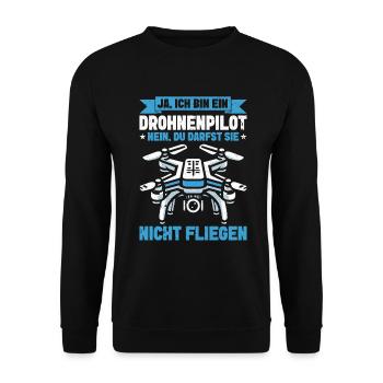 Pilote de drone quadricoptère Quadricoptère volant - Sweat-shirt Unisexe - noir - Devant - Alina (178cm) & Michal (187cm)