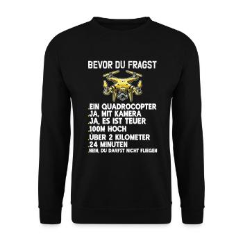 Pilote de drone quadricoptère Quadricoptère volant - Sweat-shirt Unisexe - noir - Devant - Alina (178cm) & Michal (187cm)