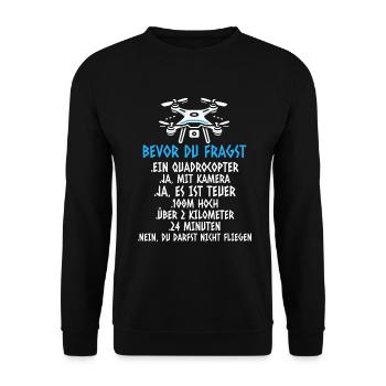 Pilote de drone quadricoptère Quadricoptère volant - Sweat-shirt Unisexe - noir - Devant - Alina (178cm) & Michal (187cm)