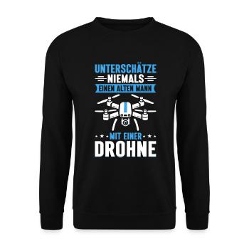 Pilote de drone quadricoptère Quadricoptère volant - Sweat-shirt Unisexe - noir - Devant - Alina (178cm) & Michal (187cm)