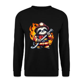 Sloth Firefighter Fire Brigade Professional Fire Brigade - Unisex Sweatshirt - black - Front - Alina (178cm) & Michal (187cm)