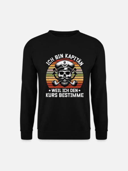 Papitän Lustiges Wortspiel Kapitän Papa Anker - Unisex Pullover - Schwarz