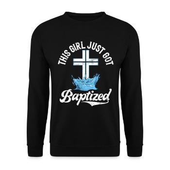 Taufe Getaufte Christliche Jesusgott -Bibel - Unisex Pullover - Schwarz - Vorne - Alina (178cm) & Michal (187cm)