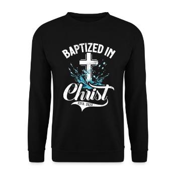 Taufe Getaufte Christliche Jesusgott -Bibel - Unisex Pullover - Schwarz - Vorne - Alina (178cm) & Michal (187cm)
