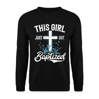 Taufe Getaufte Christliche Jesusgott -Bibel - Unisex Pullover - Schwarz - Vorne - Alina (178cm) & Michal (187cm)