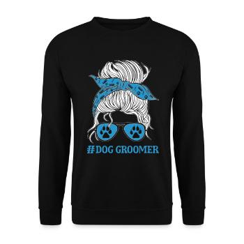 Hundegruamwelpen Haustier -Pflege -Job Salon - Unisex Pullover - Schwarz - Vorne - Alina (178cm) & Michal (187cm)