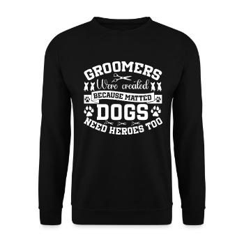 Hundegruamwelpen Haustier -Pflege -Job Salon - Unisex Pullover - Schwarz - Vorne - Alina (178cm) & Michal (187cm)