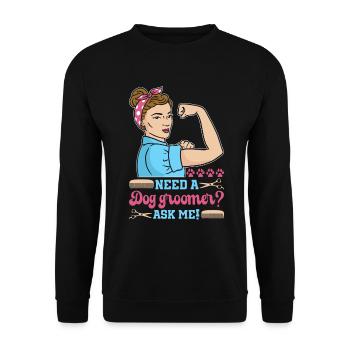 Hundegruamwelpen Haustier -Pflege -Job Salon - Unisex Pullover - Schwarz - Vorne - Alina (178cm) & Michal (187cm)