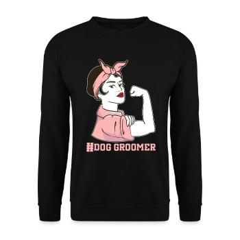 Hundegruamwelpen Haustier -Pflege -Job Salon - Unisex Pullover - Schwarz - Vorne - Alina (178cm) & Michal (187cm)