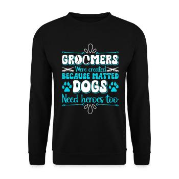 Hundegruamwelpen Haustier -Pflege -Job Salon - Unisex Pullover - Schwarz - Vorne - Alina (178cm) & Michal (187cm)