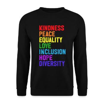 Gleichheit LGBTQ Rainbow Flag LGBTQ Stolz - Unisex Pullover - Schwarz - Vorne - Alina (178cm) & Michal (187cm)