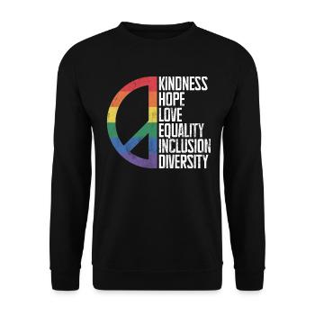 Gleichheit LGBTQ Rainbow Flag LGBTQ Stolz - Unisex Pullover - Schwarz - Vorne - Alina (178cm) & Michal (187cm)