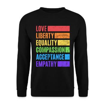 Gleichheit LGBTQ Rainbow Flag LGBTQ Stolz - Unisex Pullover - Schwarz - Vorne - Alina (178cm) & Michal (187cm)
