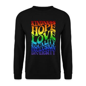 Gleichheit LGBTQ Rainbow Flag LGBTQ Stolz - Unisex Pullover - Schwarz - Vorne - Alina (178cm) & Michal (187cm)