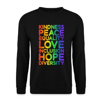 Gleichheit LGBTQ Rainbow Flag LGBTQ Stolz - Unisex Pullover - Schwarz - Vorne - Alina (178cm) & Michal (187cm)