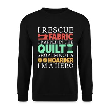 Quilt Knitting Crochet Sewing Machine Fabric - Unisex Sweatshirt - black - Front - Alina (178cm) & Michal (187cm)