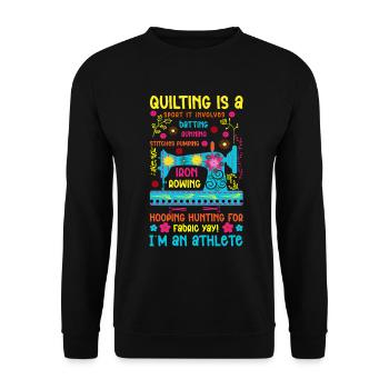 Quilt Knitting Crochet Sewing Machine Fabric - Unisex Sweatshirt - black - Front - Alina (178cm) & Michal (187cm)