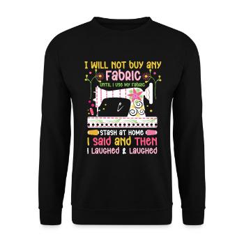 Quilt Knitting Crochet Sewing Machine Fabric - Unisex Sweatshirt - black - Front - Alina (178cm) & Michal (187cm)
