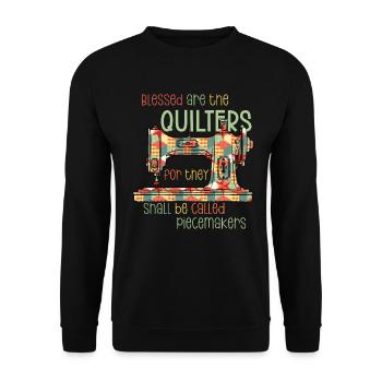 Quilt Knitting Crochet Sewing Machine Fabric - Unisex Sweatshirt - black - Front - Alina (178cm) & Michal (187cm)